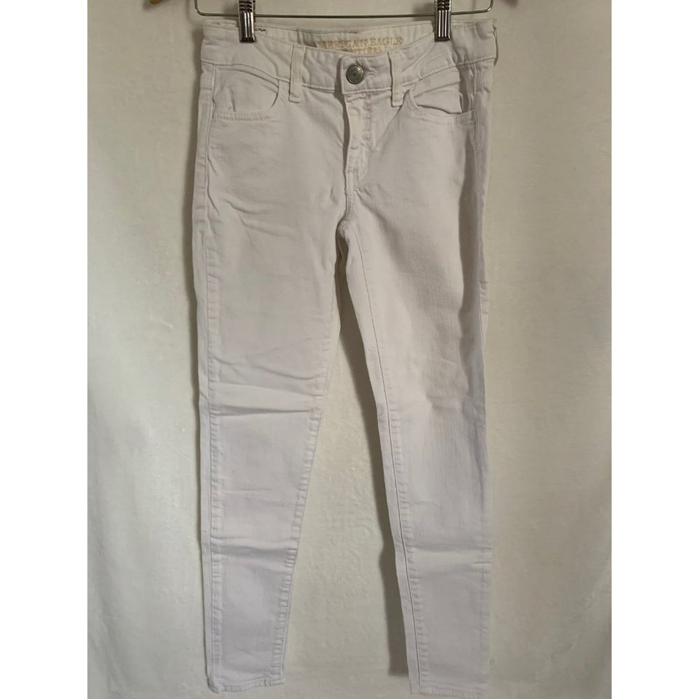 American Eagle white denim jeans jegging super stretch size 2